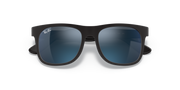 Ray-Ban Justin sunglasses with blue mirrored lenses and dark frame