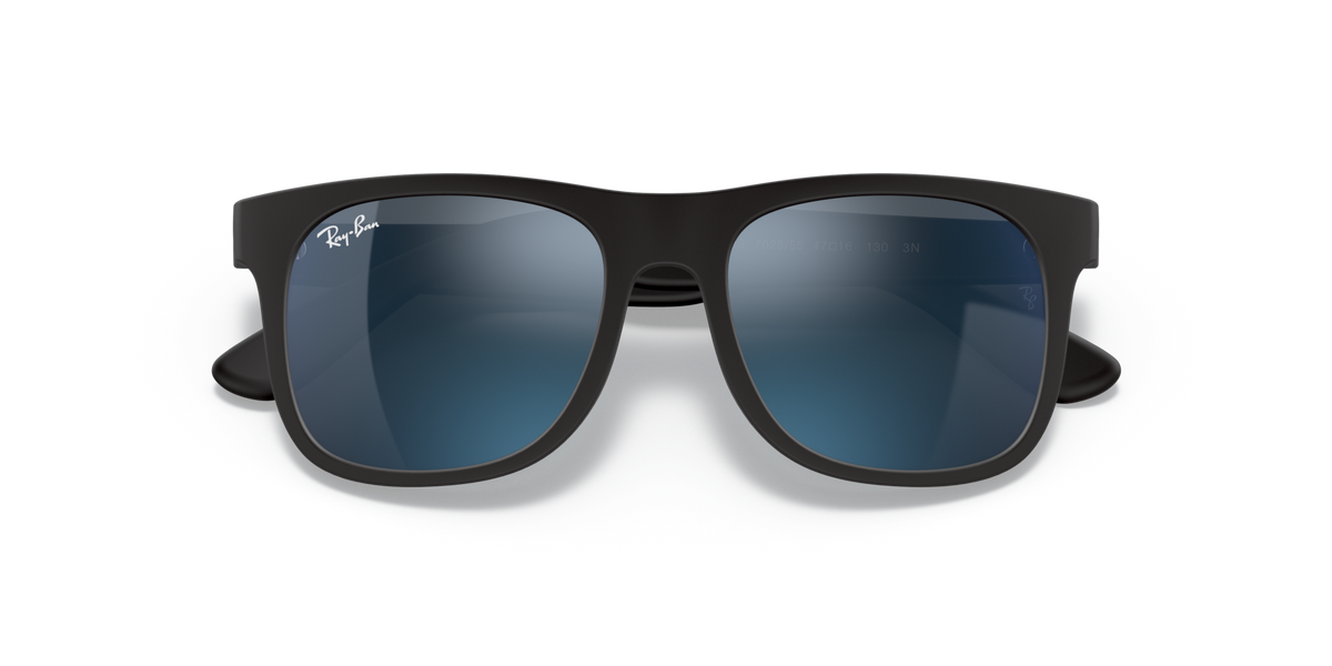 Ray-Ban Justin sunglasses with blue mirrored lenses and dark frame