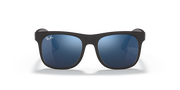 Ray-Ban Justin sunglasses, front view, dark frame with blue lenses