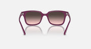 Sunglasses with cherry/pink frame and rose gradient lenses, front view with temples