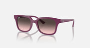Sunglasses with cherry/pink frame and gradient lenses, square cat-eye shape