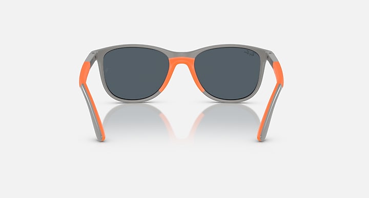 Grey and orange sunglasses with dark gray lenses