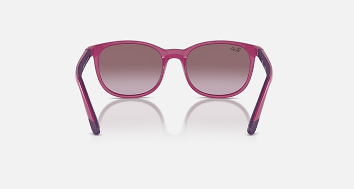 Purple sunglasses with mauve lenses and angled front frame