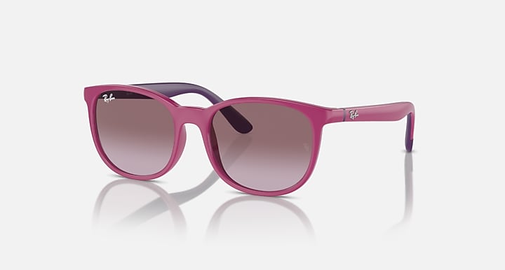 Purple sunglasses with mauve gradient lenses and purple temples