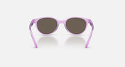 Ray-Ban translucent purple round sunglasses with dark brown lenses, front