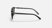 Black sunglasses with slim rectangular frame and angled side temple