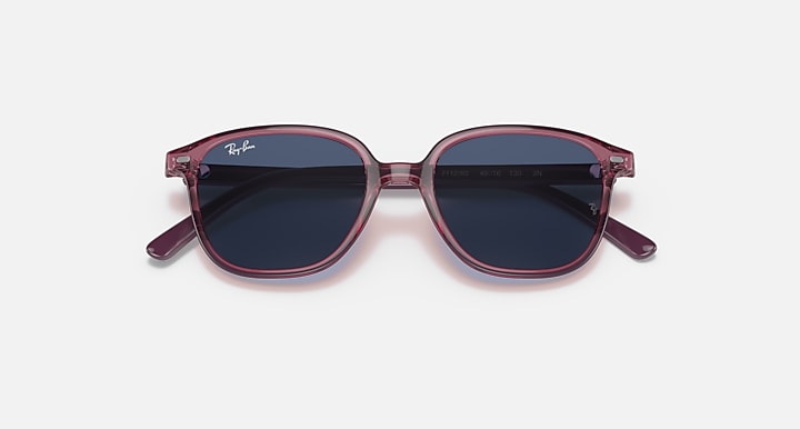 Ray-Ban RJ9093S sunglasses, violet translucent frame, dark gradient lenses