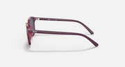 Ray-Ban RJ9093S sunglasses, transparent pink frame side view, dark lenses