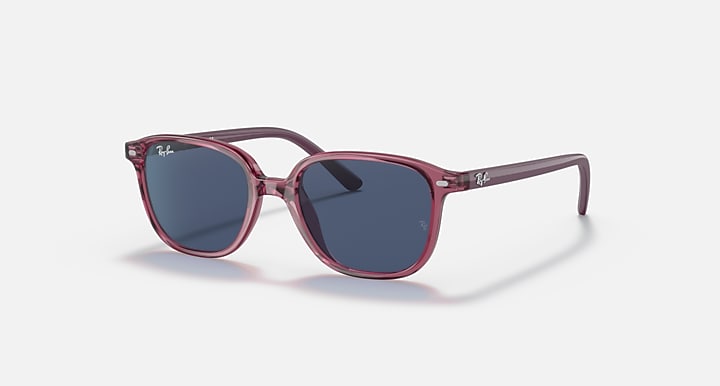 Ray-Ban RJ9093S sunglasses, transparent pink frame, dark blue lenses