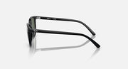 Ray-Ban Elliot sunglasses with black frame and dark green lenses, side view