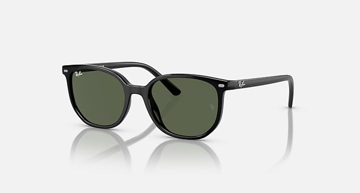 Ray-Ban Elliot square sunglasses with dark green lenses and black frame