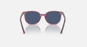 Ray-Ban Elliot RJ9097S sunglasses, symmetrical front, transparent pink frame with dark blue lenses