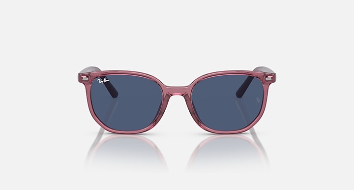 Ray-Ban Elliot RJ9097S sunglasses, front view, transparent pink frame with dark blue lenses