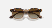 Ray-Ban tortoise cat-eye style sunglasses with brown gradient lenses, angled view