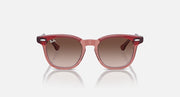 Ray-Ban transparent red sunglasses with rose-tinted lenses, front view