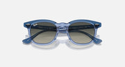 Ray-Ban RJ9098SF sunglasses, light blue frames with olive-tinted lenses and side logo