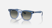 Ray-Ban RJ9098SF sunglasses with light blue frames and dark green gradient lenses
