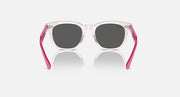 Ray-Ban RJ9098SF sunglasses front view, clear light pink frame with dark lenses