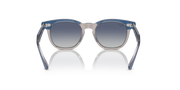 Ray-Ban kids sunglasses with blue frame and dark gradient lenses, angled front view.