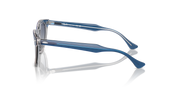 Ray-Ban kids sunglasses, blue frame with dark gradient lenses, side profile view.