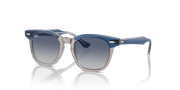 Ray-Ban kids sunglasses with blue frame and dark blue gradient lenses, front view.