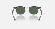 Ray-Ban RJ9098S sunglasses with transparent frame and dark green lenses, symmetrical front view