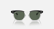 Ray-Ban RJ9098S sunglasses with transparent frame and dark green lenses, front view