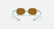 Kids oval sunglasses with transparent light blue frame and brown tinted lenses