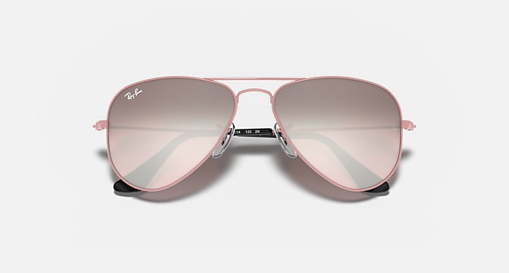 Rose gold aviator sunglasses with mirrored pink lenses, front view