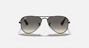 Ray-Ban metal aviator sunglasses with black frame and smoky dark lenses