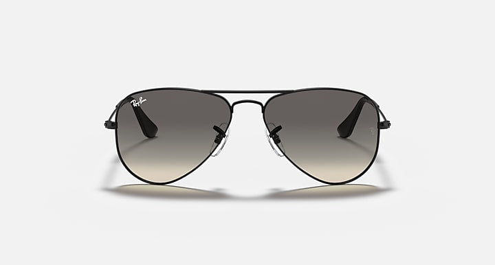 Ray-Ban metal aviator sunglasses with black frame and smoky dark lenses