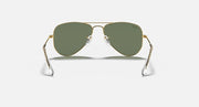 Junior metal aviator sunglasses, front full view, gold frame with dark green lenses