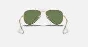 Ray-Ban metal aviator sunglasses with silver frame and olive green mirrored lenses