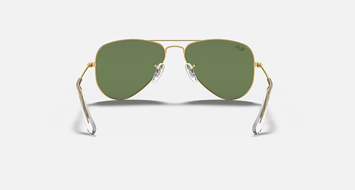 Ray-Ban metal aviator sunglasses with silver frame and olive green mirrored lenses