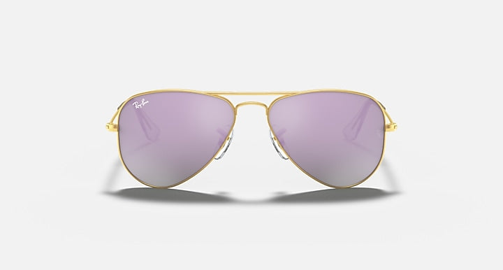 Ray-Ban metal aviator sunglasses with rose-gold frame and lilac purple gradient lenses