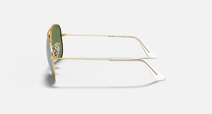 Ray-Ban metal aviator sunglasses, matte gold frame with clear-style lenses