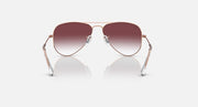 Metal aviator sunglasses with rose-gold frame and dark maroon gradient lenses, front angle