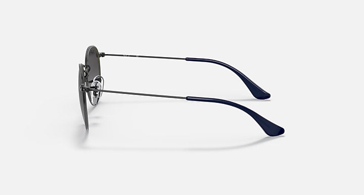 Ray-Ban sunglasses side view with silver frame and dark blue temple arms