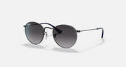 Ray-Ban round sunglasses with matte black frame and dark gray gradient lenses