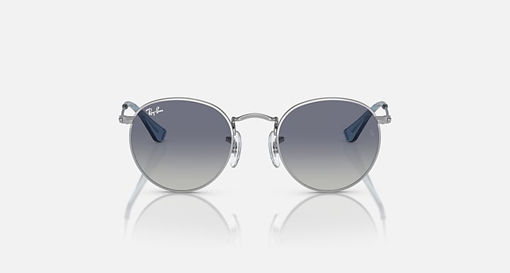Ray-Ban round sunglasses with silver frame and blue gradient lenses
