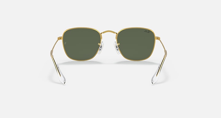 Ray-Ban gold-tone sunglasses with dark green lenses and angled front