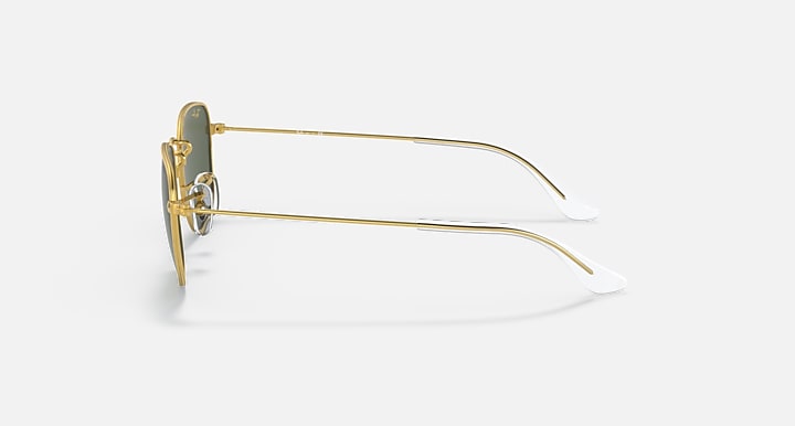 Ray-Ban gold-tone sunglasses side profile with dark green lens