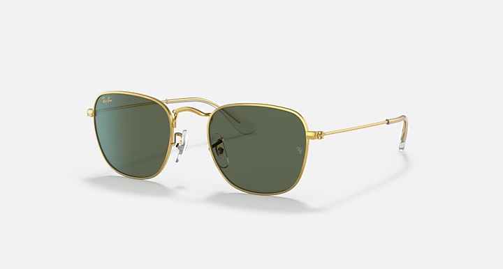 Ray-Ban gold-tone sunglasses with dark green lenses and square frames