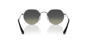 Round metal sunglasses with dark lenses, silver frame and black arms