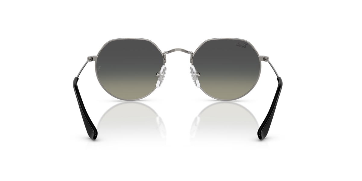 Round metal sunglasses with dark lenses, silver frame and black arms