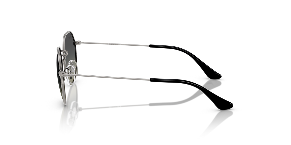 Round metal sunglasses with dark lenses and nose pads, side view