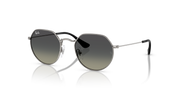 Round metal sunglasses with dark mirrored lenses and thin silver frame