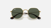 Ray-Ban Junior Jack sunglasses with gold frame and dark green mirrored lenses