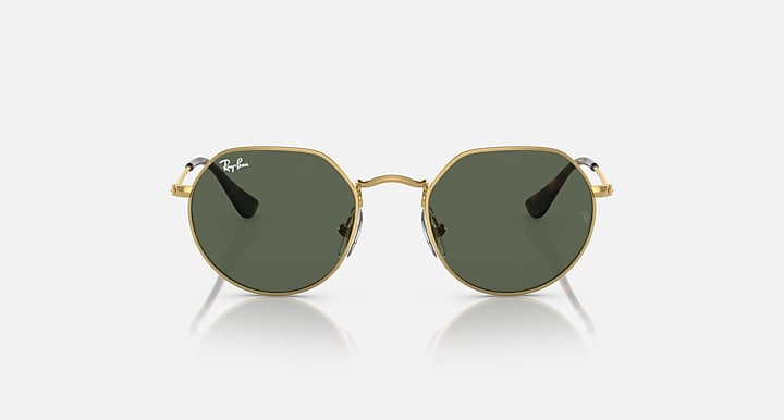 Ray-Ban Junior Jack sunglasses with gold frame and dark green round lenses