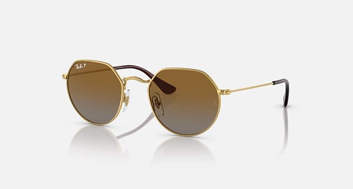 Ray-Ban Junior Jack sunglasses with gold frame and brown gradient round lenses